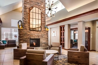 Billings, Montana hotel lobby fireplace