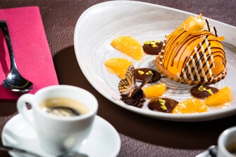 Restaurant Gullivers, dôme de mandarine au chocolat noir