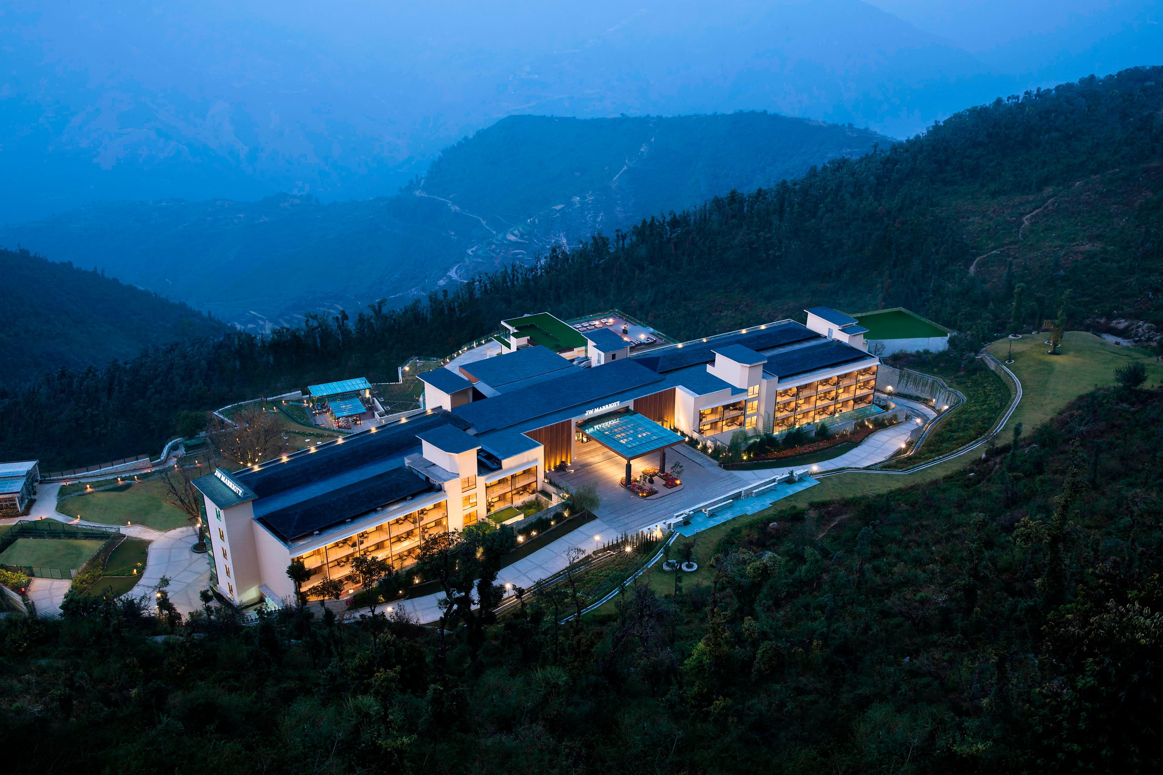 Resort in Himalayas, Arial view