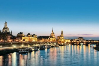 Dresden, Stadt, Dresden bei Nacht, Silhouette