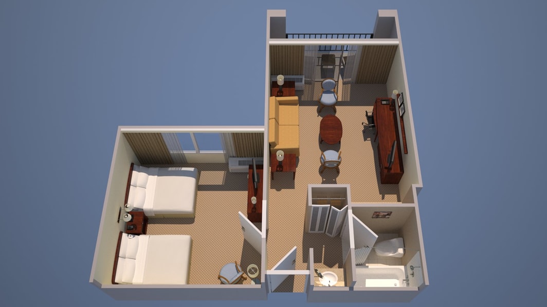 Suite de un dormitorio - 2 camas dobles, sofá-cama y balcón