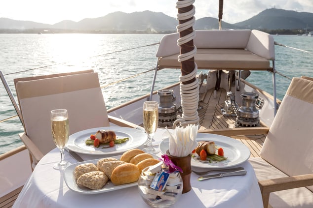 Dining on the Deck of Born Free Yacht