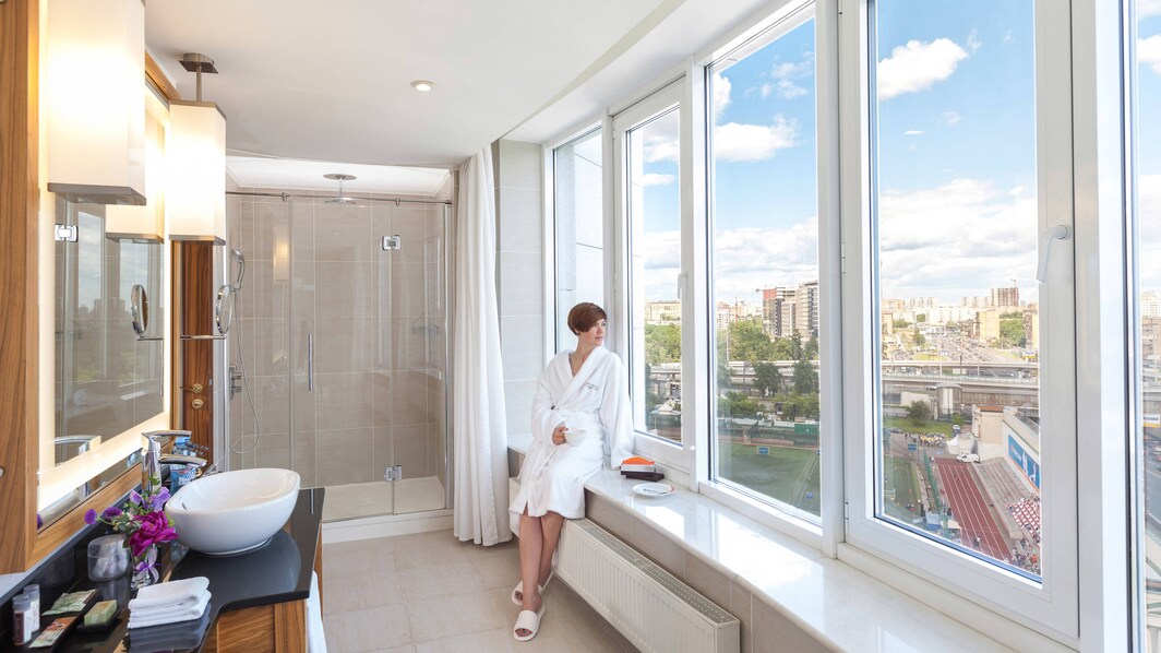 Banheiro das suítes do hotel em Moscou