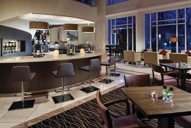 Lobby lounge and bar at the Munich Marriott Hotel