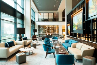 Área de lobby y bar, hotel de La Haya
