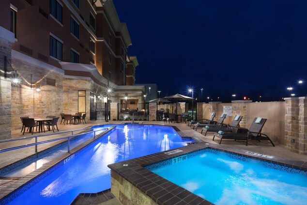Outdoor Pool and Spa Nightime