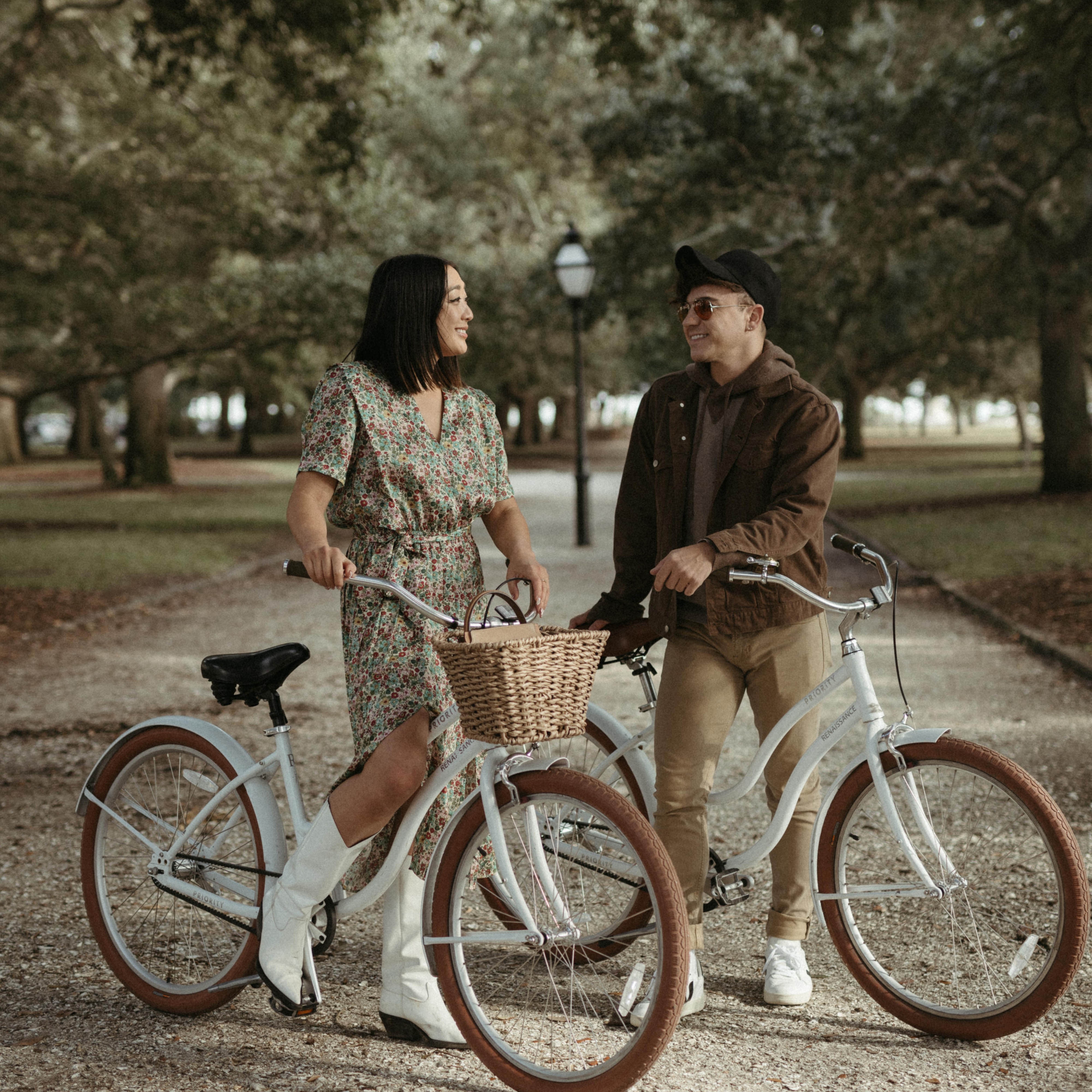 Smiling Couple on Bike